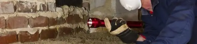 Pest control technician inspecting a crawl space for ant activity and entry points in Santa Ana, CA